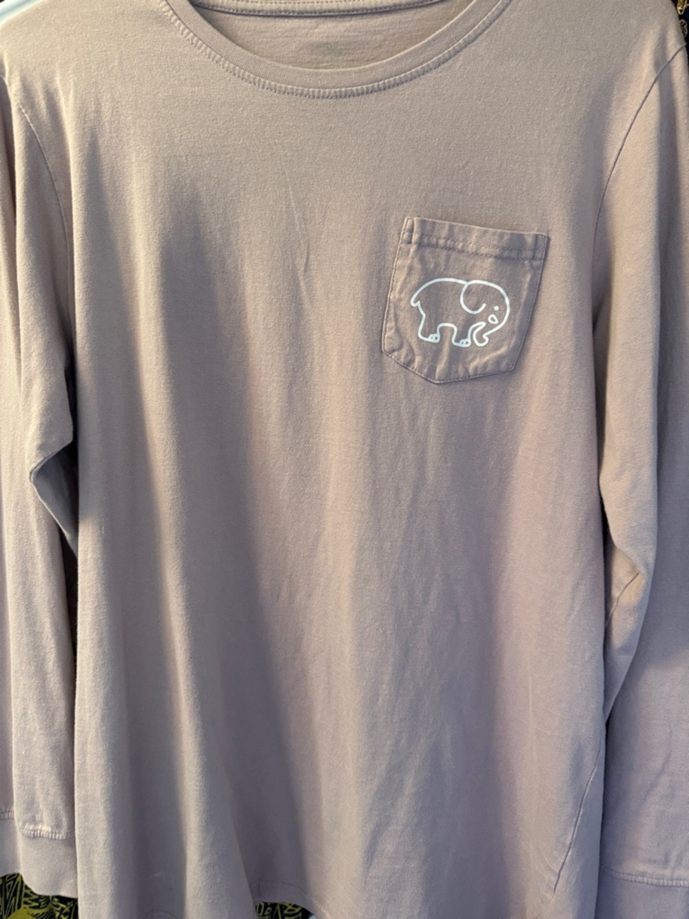Ivory Ella Ladies XL Long Sleeve Crewneck Tee in Dusty Lavender
